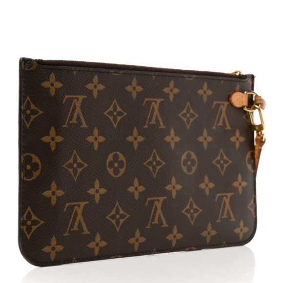 Authentic LV Louis Vuitton Monogram Neverfull MM GM Pochette Beige - Picture 2 of 9